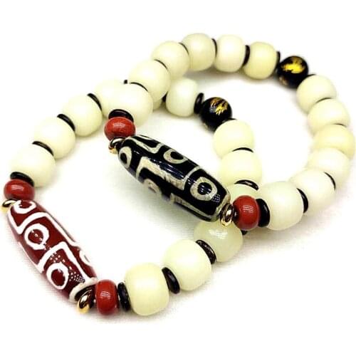 Tibetan style 9-eye red chalcedony agate DZI Bodhi Root Beaded Bracelet ladies amulet bracelet Free Shipping