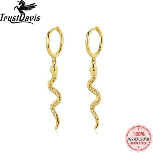 PrinSis 925 Sterling Silver Hanging Earrings For Women Animal Snake Charm Wedding Party Hoop Earring Fashion Jewelry Gift H002