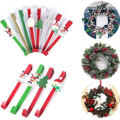 Christmas Front Door Floral Wreath Hanger Hook with Santa tree metal hook Christmas Wreath decoration new year gift Navidad 2021