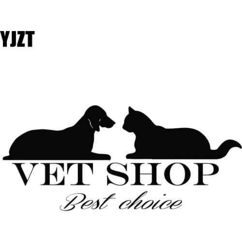 YJZT 14CM*6.3CM DOG AND CAT VET SHOP BEST CHOICE Vinyl Car Sticker Decals Black/Silver C10-00319