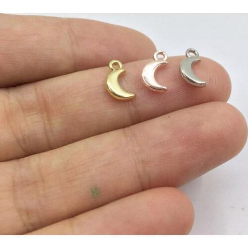Eruifa 20pcs 8mm Tiny Moon Zinc alloy Jewelry DIY Charms Pendant Necklace, earring Bracelet 2 Colors