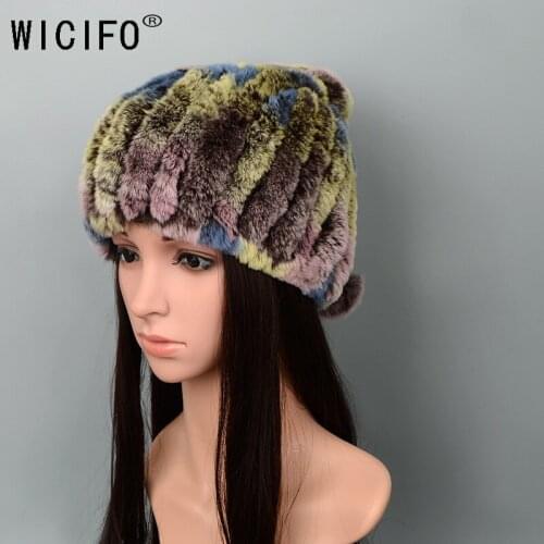 Women fur hat for winter natural rex rabbit fox fur cap female fur headgear 2019 brand new fashion warm beanies cap