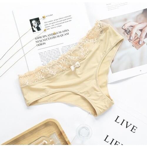 BALALOUM 3pcs New Arrivals High Quality Women Sexy Underwear Panties Briefs Lace Bowknot Female Lingerie Black White Apricot