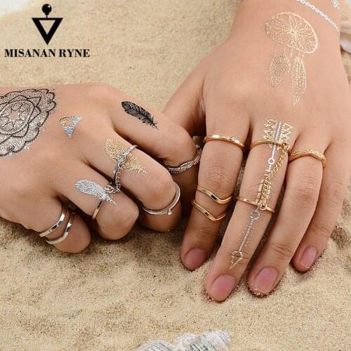 MISANANRYNE 6pcs/lot Fashion Jewelry Adjustable Gold-color Stacking midi Finger Knuckle Open rings Sets for women Jewelry Gift