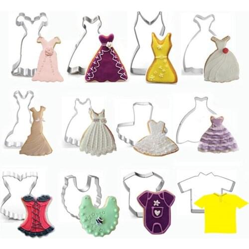 1pcs patisserie reposteria clothes shirt Biscuit Mould Moldes wedding dress Metal Cookie Cutter Cupcake Toppers Pastry tool