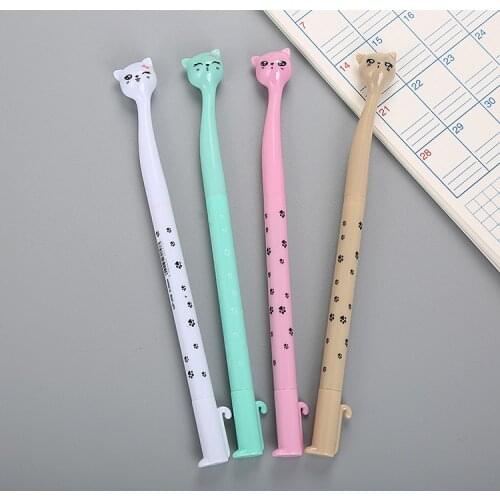 1 Pcs Creative High-footed Cat Neutral Pen Cute Learn Stationery Cartoon Cat Office Water-based Signature Pen Kawaii School
