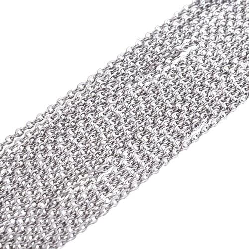10m 304 Stainless Steel Cable Chains Soldered Flat Oval Jewelry Chains For Handmade DIY Bracelet Necklace Accessories 2x1.5mm