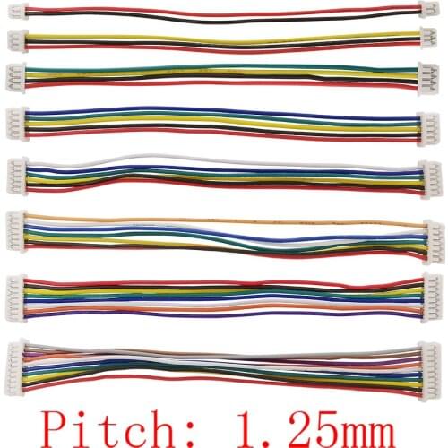 10Pcs Cable Connector JST 1.25MM 10CM Double Electronic Wire Connectors 2/3/4/5/6/7/8 /10Pin Flat Cable ribbon cable flat ribbon