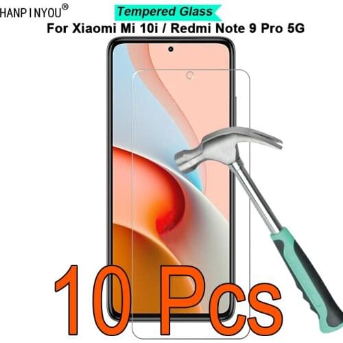10 Pcs/Lot For Xiaomi Mi 10i / Redmi Note 9 Pro 5G 6.67" 9H Hardness 2.5D Toughened Tempered Glass Film Screen Protector Guard