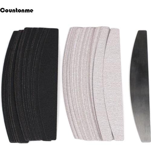 100Pcs SandPaper Pads With Metal Handle Nail Art Files Set Replacement Nail Sanding File 100/180/240 Manicure Nails accesorios