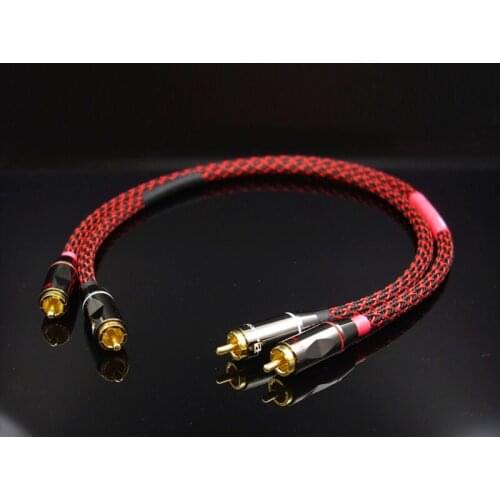 2PCS Fever Audio Line 4N 4-core oxygen free copper/ Double lotus RCA Audio signal line