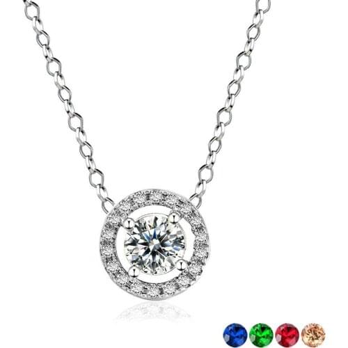 2021 Fashion Costume Jewelry Gold Chain Copper Round Crystal Zircon Pendant Necklace Collier Femme Choker Necklaces For Women