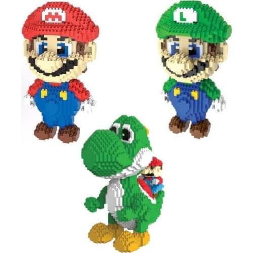 2200pcs Funny Cartoon GamFigures Nintendoes Diamond Block Plumber Dinosaur Yoshi Building Bricks Nanobricks Model Kids Gifts