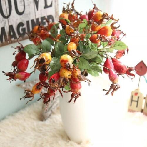 3pcs/lot Artificial Pomegranate Berry with Leaf Stem for Christmas Decoration Home and Wedding Fake Flowers Free Shipping