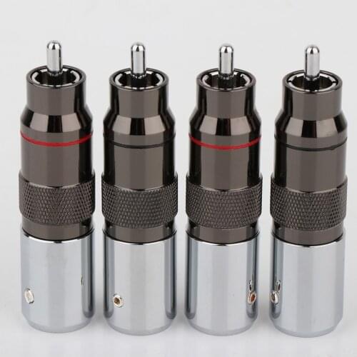 4pcs Hi-End HiFi Rhodium plated unsolder RCA terminal HIFI DIY Brass Plating Rhodium Audio Video Connectors TV Tuner RCA