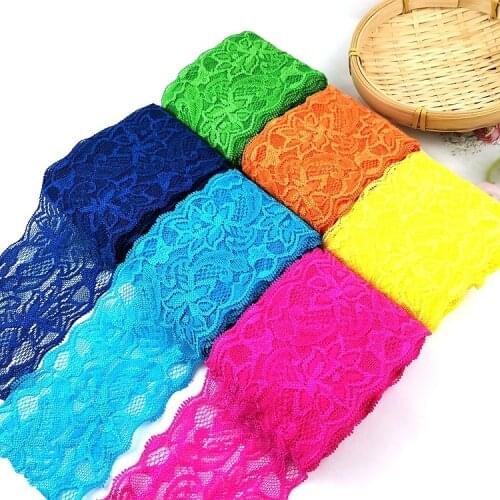 8cm Elastic Hollow Out Floral Embroidered Lace Ribbon DIY Apparel Sewing Fabric Garment Accessories White Black Red Lace Tape