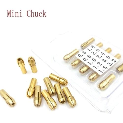 10pcs Mini Drill Chucks Adapter 0.5-3.2mm Fit For Micro Twist Electronic Dremel Drill Collet Clamp Set Power Tools Accessories