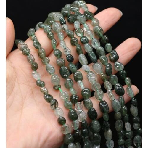 Natural Stone Beads Irregular Green Rutilated Quartzs Scattered Bead for Jewelry Making Bracelet Necklace Crafts Accessories