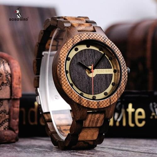 BOBO BIRD relogio masculino Timepieces Wooden Watches for Men Handmade Watch in Wood box C-dQ09