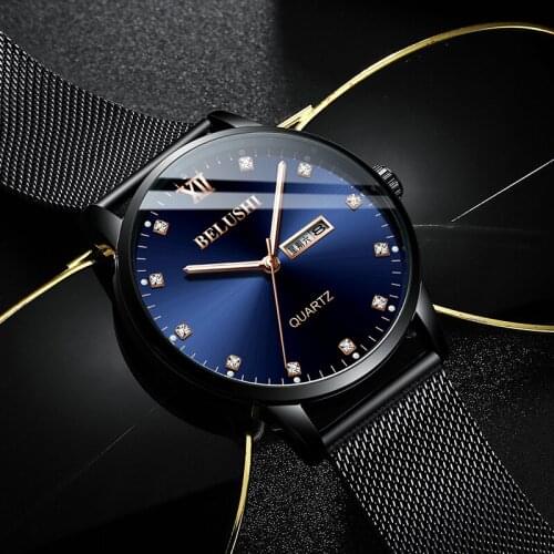 Belushi Watch Men Fashion Business Watches Mens Casual Waterproof Quartz Wristwatch Blue Steel Clock Man Relogio Masculino