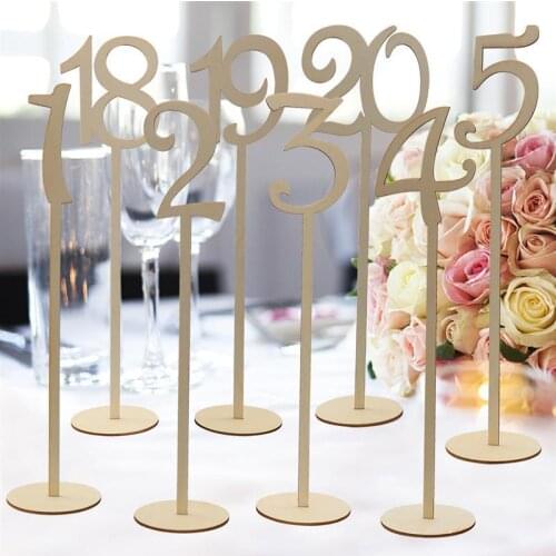 Numbers Wood Signs Wedding Table Number With Round Base Standing Wedding Engagement Seat Number Sign Simple Number Logo Ornament