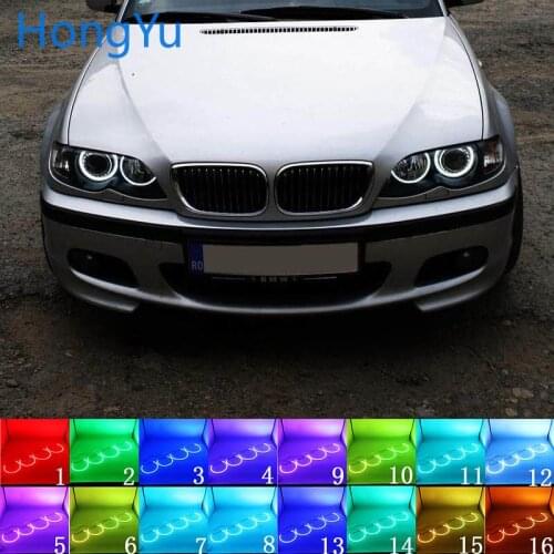 For BMW E46 1998 - 2005 with PROJECTORS Accessories Headlight Multi-color RGB LED Angel Eyes Halo Ring Eye DRL RF Remote Control