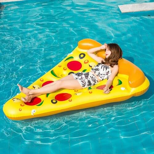 Rooxin Inflatable swimming ring pizza floating row Recliner rubber ring environmentally friendly thickened pvc pool floating bed