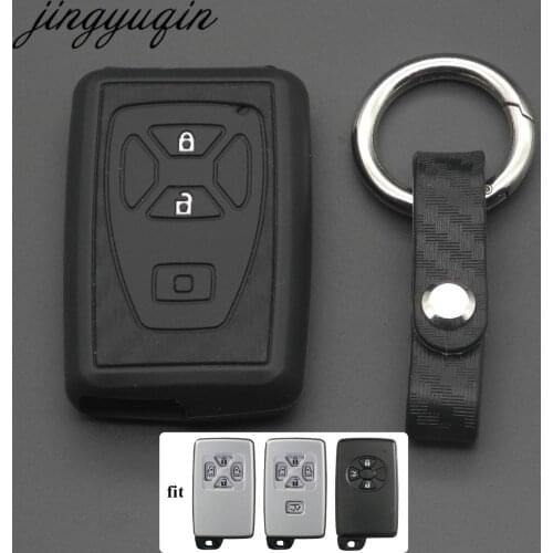Jingyuqin Carbon Silicone Car Key Cover Case Fit for Toyota Estima Alphard Vellfire 2/3/4/5 Buttons Remote Smart Keyless shell