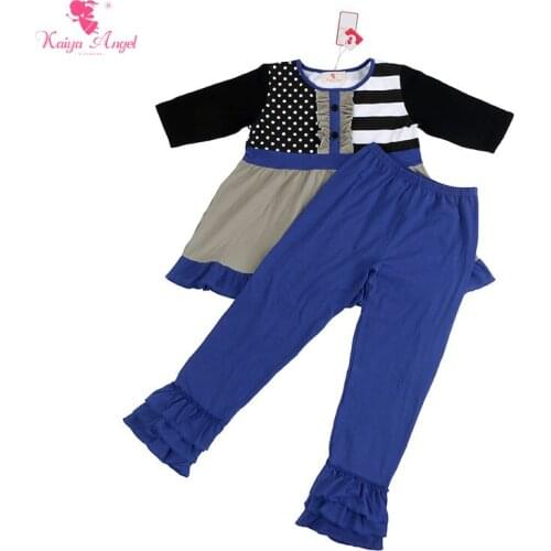 Kaiya Angel Kids Clothes Girls Toddler Girl Clothing Winter 2017 Girls Clothing Sets Stripe Dot Dress Baby Clothes Wholesale
