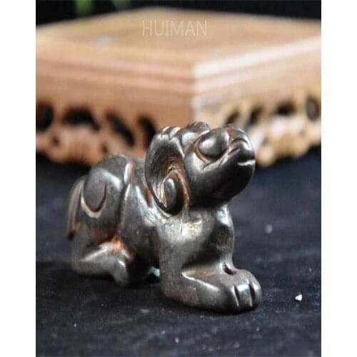 China Hongshan Culture Archaize Black Iron Meteorite Sheep Statue Handicraft Home Decoration