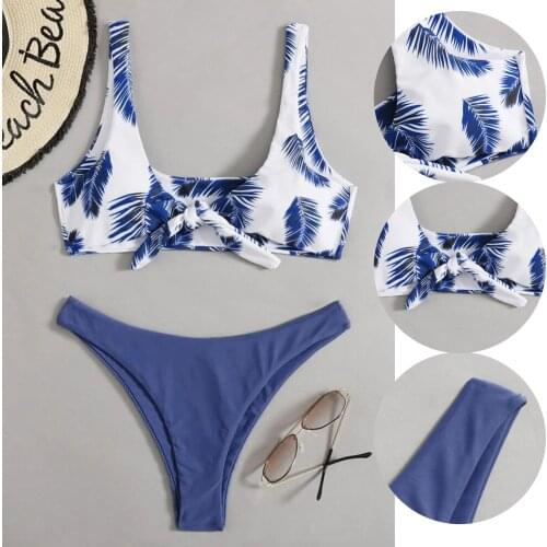 Bikini Set Women High Waist Leaf Print Wrap Brazilian Swimwear Beachwear Push Up Summer Beach Bathing Suit Swim Wear Biquini