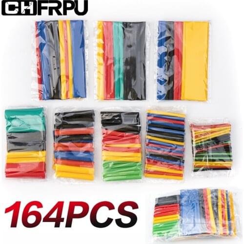 164 pcs/bag heat shrinkable tube kit shrink various polyolefin insulation sleeve heat shrinkable tube wire and cable 8 size 2: 1