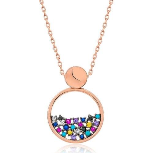 Real Silver 925 Jewelry Silver Mix Gemstone Dew Drop Lady Necklace