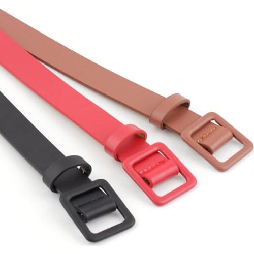 2020 New Fashion Style Square Buckle No Needle Hole Punched Decoration Female Belt Off-white for Women PU Leather Leather Belt