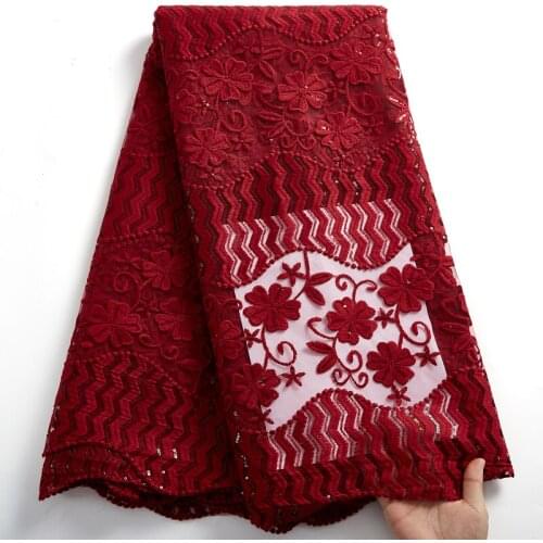 SJD LACE 2021New Coming French Mesh Lace Fabric Sewing Sequins Design African Lace Fabric Soft Milk Silk For Wedding Party A2458