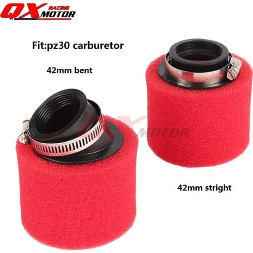 42mm ATV PIT DIRT BIKE 45 Degree ANGLED FOAM Air Filter Pod Cleaner fit pz30 carburetor 200cc 250cc