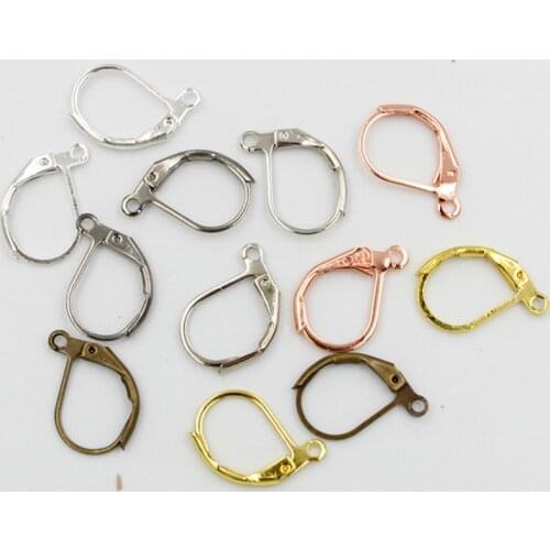 50pcs 17x10mm D Shape France Earring Hooks Wire Settings Base Earrings Hoops For DIY Ear Jewelry Making