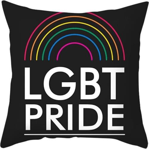 Rainbow Heart Printed Throw Pillow Case Letters LGBT Pride Cushion Cover Decor K92A