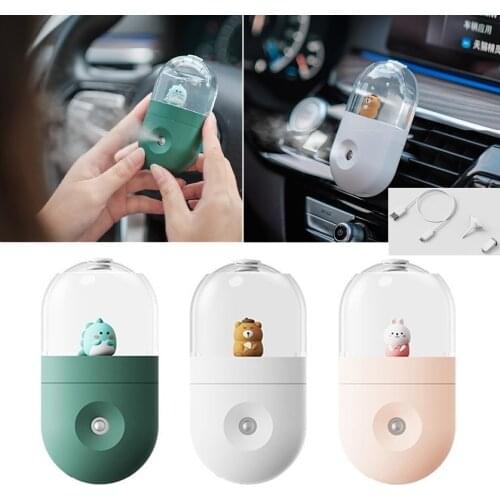 Portable Car Air Humidifier Sprayer USB Rechargeable Face Steamer Humidifier For Car Air Vent with Clip ABS Water Sprayer 35ML
