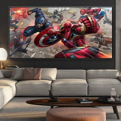 Marvel Poster Superhero Avengers Comics Canvas Painting Modern Art Wall Print Childs Room Iron Man Bedroom Picture Decor