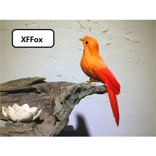Real life orange bird model foam&feather simulation cute bird gift about 16cm xf2547