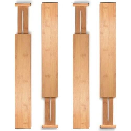 Bamboo Drawer Dividers Kitchen Drawer Organizer Adjustable Expandable Drawer Dividers Tray Storage Cabinets Partition Boards