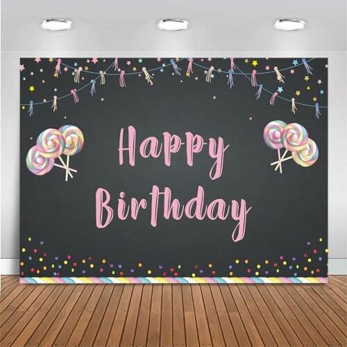Happy Birthday Backdrop Blackboard Lollipop Little Star Baby Portrait Photography Background Adult Birthday Party Photo Backdrop