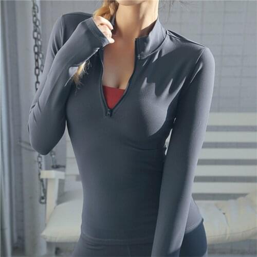 SALSPOR Gym Shirts Women Sports Fitness Zipper Quick Dry Long Sleeve Slim Fit Running Breathable Cycling Bodybuilding Yoga Top