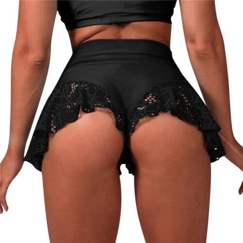 Sexy High Waist Shorts New Womens Lace Solid Color Ruffle Dance Shorts Shorts Mini Tight Bottom Summer Mature Clothes