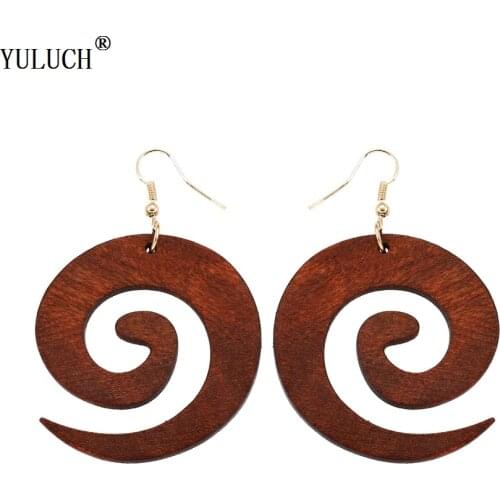 YULUCH 2018 New Design Natural Wooden Earrings Snail Shell Drop Dangle Wood Earrings Fashion Jewelry For Girls Ladies Prom Party