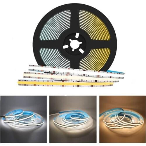 COB LED Strip 320 384 528 LEDs High Density Flexible COB LED Lights DC12V 24V RA90 3000K 4000K 6000K LED Tape 5m/lot