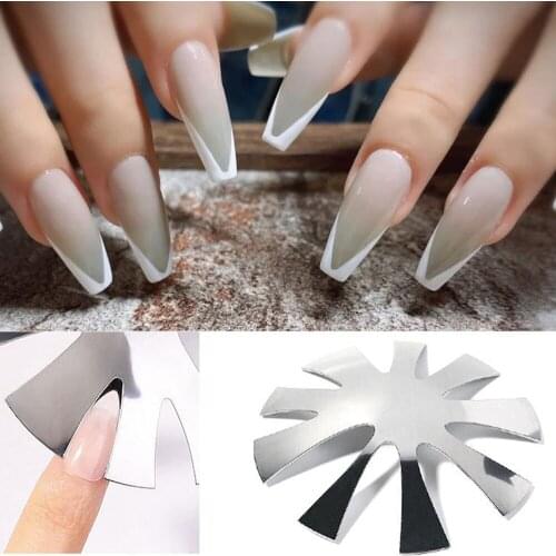 Easy French Smile Cut V Line almond Shape Tips Manicure Edge Trimmer Nail Cutter Acrylic Nails Art Template Professional