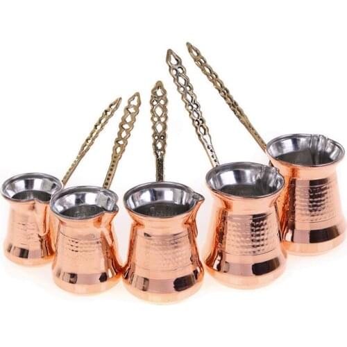 Turkish Coffee Pot Maker Copper Moka 5 Sizes Hand Hammered Ibrik Vintage Bakır Turk Kahve Handmade Casting Decorative Accessory