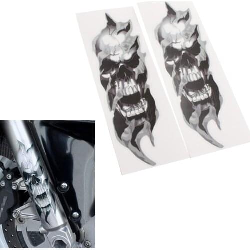 Universal Motorcycle Front Fork Skull Zombie Decals Graphic Stickers For Harley Sportster Honda Yamaha Suzuki